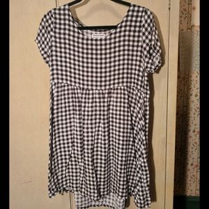 Black and white Flannel Empire Waist Top